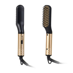 NEW Beard Straightener Multifunctional Hair Comb Brush Electric Quick Heating Hair Straightening Iron Hair Styling Comb For Men-Gold