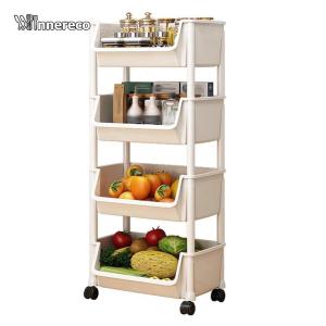 Plastic Rolling Utility Cart with Wheel Storage Organizer for Kitchen Bathroom Living Room Office