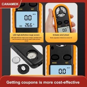 【CANAMEK 】 Air Wind Speed Scale Accurately Measure Wind Speed & Temperature Digital Anemometer Pocket Smart Anemometer
