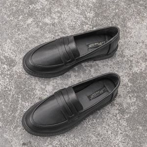 Giày moca loafer bệt văn phòng lười xỏ da mềm nữ 3cm có sẵn cao cấp đen trắng kem