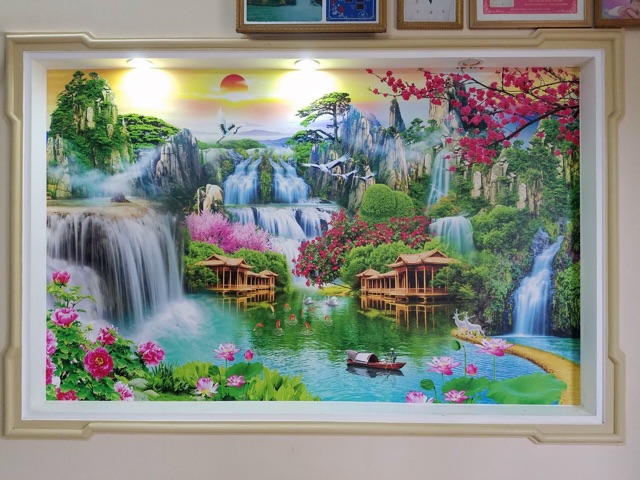 Làm thế nào để không "dở khóc dở cười" khi dán tranh 3D phòng thờ mà vẫn giữ được không gian thờ cúng trang nghiêm?