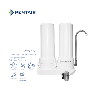 Pentair CTD-104M Countertop Water Purifier Two Stage | 0.5-micron | 2500 gallon capacity | Reduces Lead Cysts Chlorine Taste and Odor Sediments