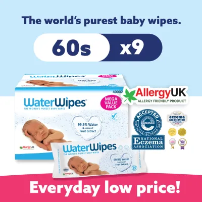 WaterWipes™ Pure Sensitive Baby Wet Wipes 9 x 60s per pack Carton (Made in Ireland)