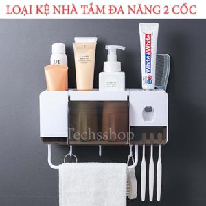 Kệ nhả kem đánh răng tự động Renai kèm cốc xúc miệng - Kệ nhà tắm đa năng dán tường để dầu gội sữa tắm - Kệ để đồ dùng nhà tắm - Bộ kệ 4 cốc/ 3 cốc/ 2 cốc - Kệ treo bàn chải - kệ nhà vệ sinh