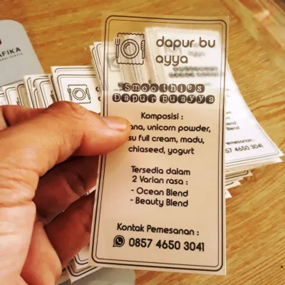 CETAK STIKER VINYL PUTIH CUSTOM LOGO SENDIRI ANTI AIR ANTI PANAS FULL COLOR A3+ GRATIS DESAIN
