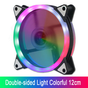 Uni Cafe 120mm CPU Fan Cooler Case Chassis Cooling Dual Ring Double Sided LED Fan (RGB) Silent - High Air Flow CPU Radiator Heatsink for PC Case