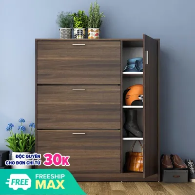 Tủ Gỗ Đựng Giày Thông Minh A88 - 4 cánh vân óc chó tủ để dày dép gỗ tủ gỗ thông minh