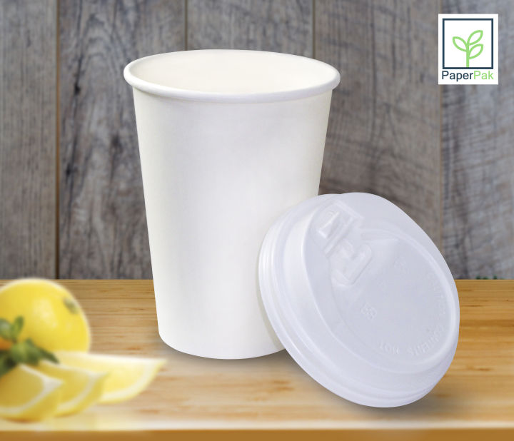 PaperPak 50 sets Extra Thick Hot Coffee Paper Cup with Lid 8oz 12oz ...