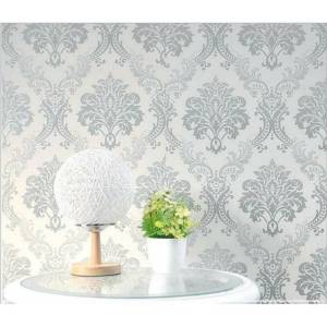 Wallpaper Sticker Dinding PUTIH BATIK SILVER WPS471GD Walpaper Stiker Tembok Rumah Kamar Tidur Ruang