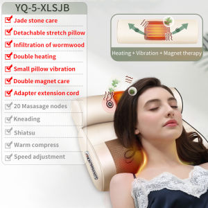 Jinkairui Neck Massager Double Combination Detachable Massage Pillow Kneading Vibration Heating Shoulder Back Waist Body Massage Machine Home Car Use