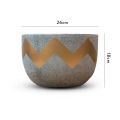 Chậu xi măng trồng cây hình trứng hoạ tiết chevron | Màu vàng đồng. 