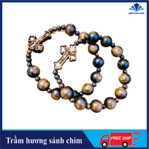 Vòng tay trầm hương sánh chìm 10 ly mix thánh giá