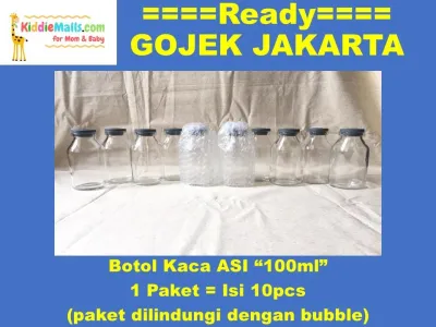 Botol ASI Kaca Penyimpan ASI 100ml Isi 10 Murah Bonus Bubble Wrap Packing Aman
