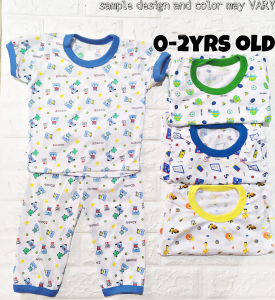 2pcs/1 pair Tshirt Pajama 0-24 Months Girl and Boy White Printed ( 1 Pair )