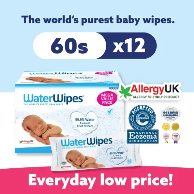 WaterWipes™ Pure Sensitive Baby Wipes 12 x 60s per pack Carton (Made in Ireland)