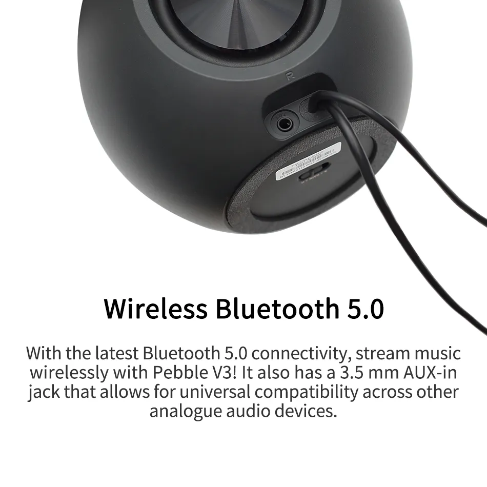 Creative Pebble V3 Minimalistic 2.0 USB-C Desktop Speakers with USB Audio,  Clear Dialog Enhancement, Bluetooth 5.0, 8W RMS with 16W Peak Power, USB-A  Converter Included (Black) : Electronics 