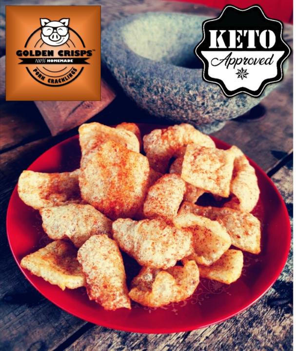 KetoFriendly Crispy Pork Rinds (Big/Paprika BBQ) by Golden Crisps 100