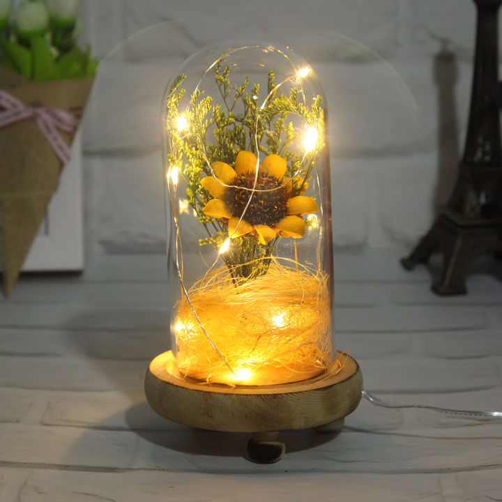 Sunflower Dried Flower Artificial Glass Dome Beautiful Christmas