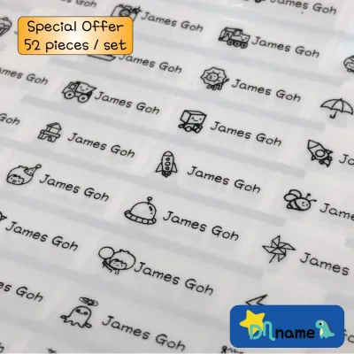 [DN Name] Waterproof Name Sticker (Sticker Nama) - Small 52pcs