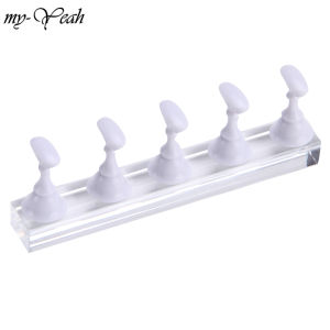 myyeah 5pcs Nail Art Gel Polish Practice Display Stand Chess Board Magnetic Tips White Black Chess Practice Holder Set
