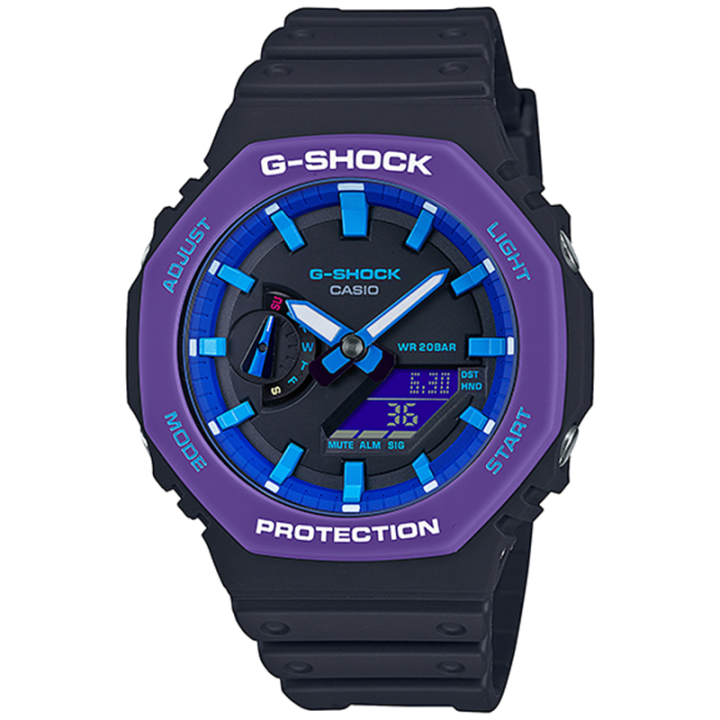 CASIO ORIGINAL CASIO G SHOCK GA 2100THS 1ADR Men Strap Black Ungu Resin JD18 Jam Tangan