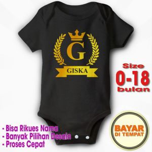 Baju Kaos Jumper Romper Bayi Baby CUSTOM GANTI NAMA Bisa Untuk Anak Laki Laki Atau Perempuan Desain Gambar Karakter Lucu GCPNEW 058