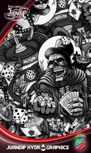 Legit Original SKL27 Hydrographics HydroDipping HydroPrinting Water Transfer Cubic Transfer Film Pattern Skull Dice Black