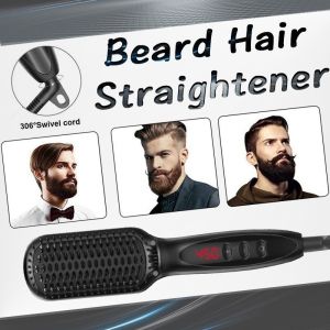 Hair Straightener Comb Electric Beard Straightening Brush for Men & Women Portable Beard Brush Straightener with LED Display best hair straightener