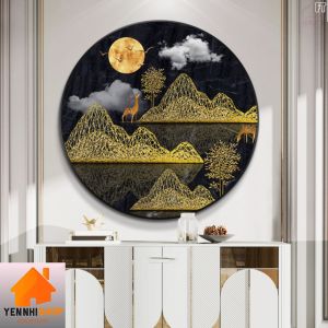 Tranh tráng gương decor tranh pha lê tròn treo phòng khách đẹp hơn tranh canvas tranh sắt decal dán tường