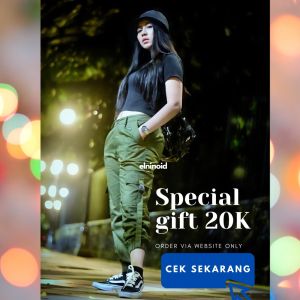 ELNINOID Celana Joger Wanita Saku Gesper Premium Size M-6L