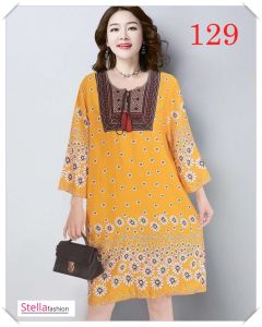 Women female vintage dress dresses cotton linen loose plus size long spring summer