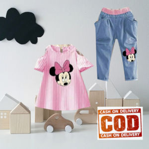 Bjonline - setelan anak perempuan 2 3 4 tahun terbaru korea 1_2 bayi murah / stripy minnie pinky / setelana atasan dan celana panjang / setelan minnie / setelan sabrina