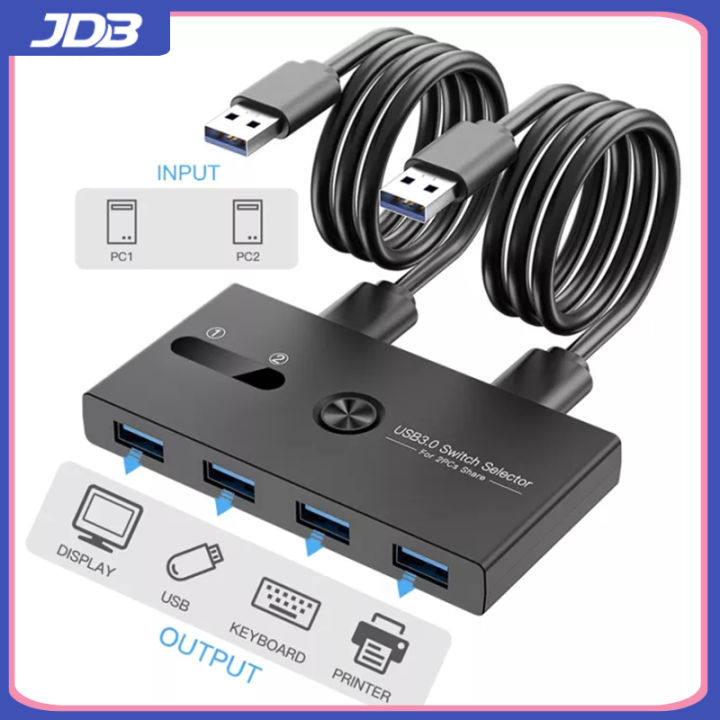 JDB USB 3.0 Switch 2 in 4 Out KVM Docking Station Printer Sharing ...