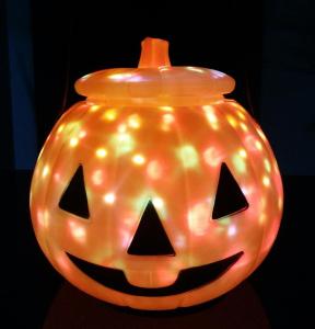 ฮาโลวีน ลูกฟักทองฝาปิดไฟเท็คพร้อมเสียง อุปกรณ์ตกแต่ง ถังฟักทอง