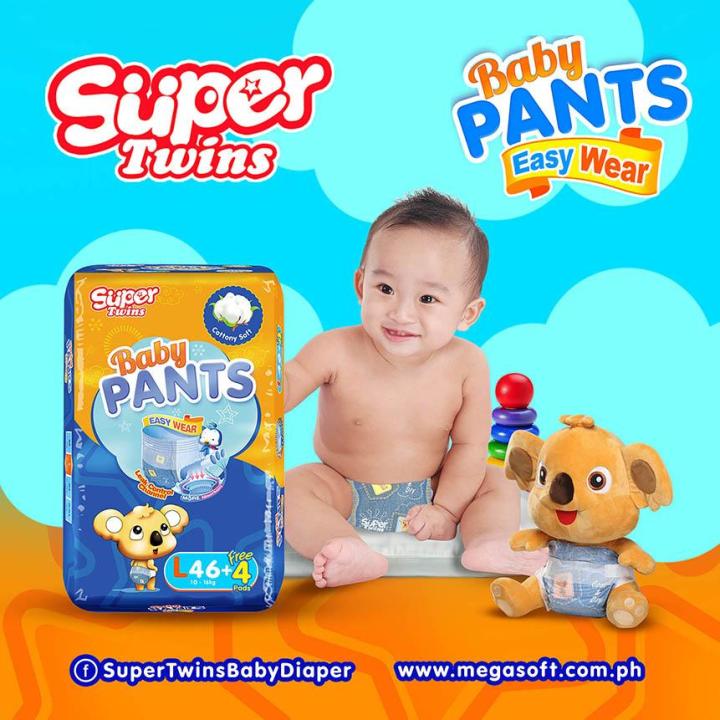 Super%20Twins%20Baby%20Pants%20Diapers%20Large%20(10-16kg)%2046s%20-%20Image%203