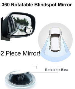 360° Adjustable Car Blind Spot Mirror HD Glass Wide Angle Convex Round 360 Degree Rear View Driving Parking Aid 1 Pair