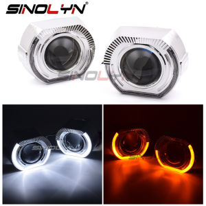 3.0 inch LED Angel Eyes Halo Projector Headlight Lens Bi-xenon Lens Turn Signal Switchback DRL For H4 H7 Cars Accessories Retrofit