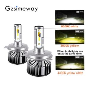 New 3-Màu Tự Động Dẫn H1 H3 Đèn Pha Đèn Pha Xe Hơi Tricolor H7 H8 H16 H11 HB4 9012 H27 9005 Bóng Đèn 3000K 4300K 6000K Trong Một Đèn