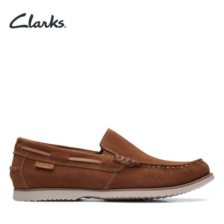 Clarks mens brown clearance slip on shoes