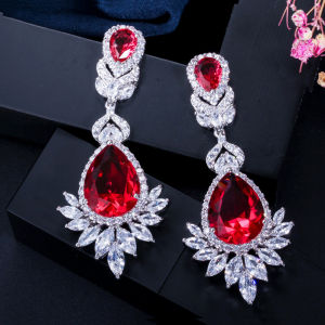SEQUITO Super Sparkling Tear Drop AAA Cubic Zirconia Dangle Big Party Earrings for Women Luxury Wedding Jewelry SE427