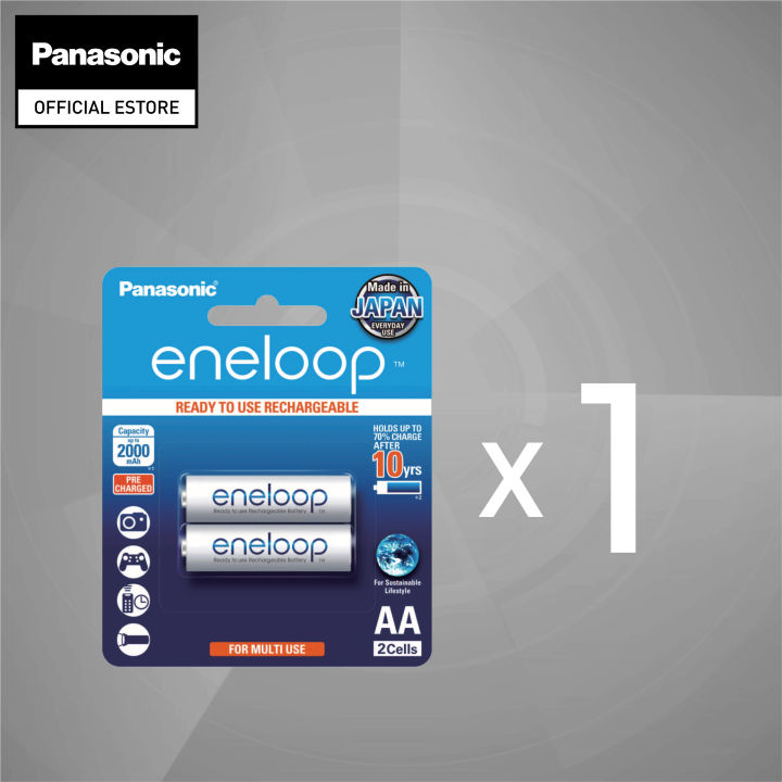 Panasonic Eneloop Aa Rechargeable Battery Pack Of 2 White Bk 3mcce