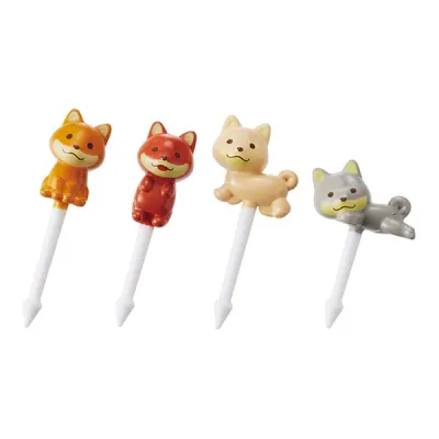 TORUNE P3460 Shiba Inu Food Pick | Dog Animal Pets Fruit Fork Picks Bento Accessories Children Snack Cake Dessert Toothpick Lunch Box Decoration