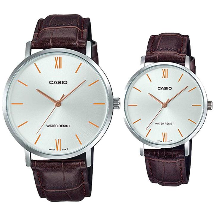 CASIO COUPLE ORIGINAL CASIO Pria MTP VT01L 7B2VUDF with Wanita LTP VT01L 7B2UDF Jam dunia JD18