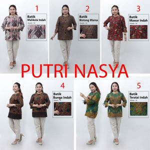 Atasan Batik Jumbo Wanita / Blus Jumbo Wanita / Size S-M-L-XL-XXL-3L-4L-5L Model Lengkap Seragam Batik / Blouse Wanita Jumbo Batik