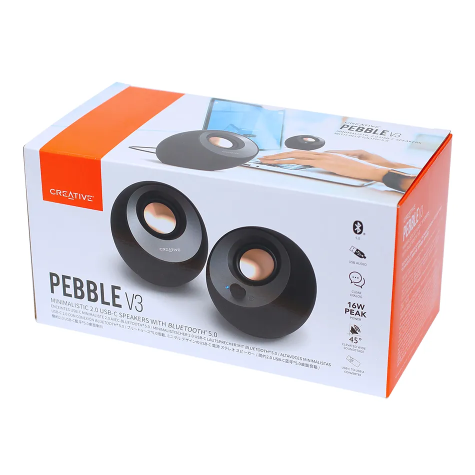 Creative Pebble V3 2.0 USB-C Audio Speaker with Bluetooth (Black)
