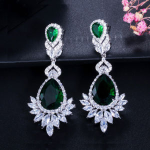 SEQUITO Super Sparkling Tear Drop AAA Cubic Zirconia Dangle Big Party Earrings for Women Luxury Wedding Jewelry SE427