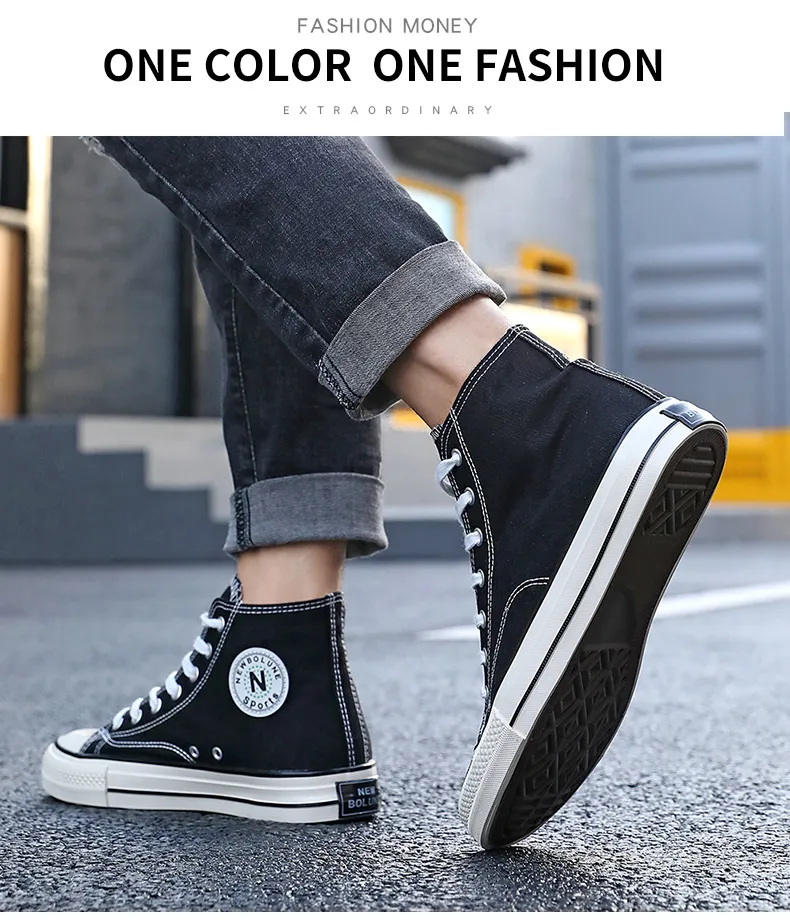 Buy 1 Get 1 Men s High Top Casual Canvas Shoes Fashion Sneaker Comfortable Non slip Walking Shoes With Free Sneakers Lazada PH