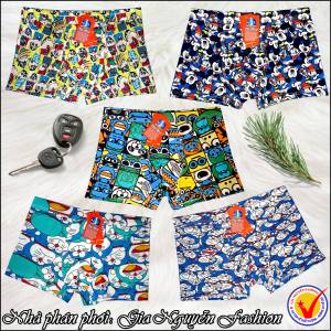 Mua 4 tặng 1  = 5 Quần lót boxer nam loại cạp liền vải Thun lạnh in hình các nhân vật hoạt hình rất độc đáo