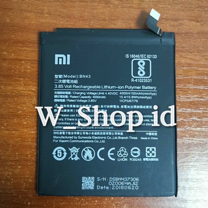 Baterai HP Xiaomi Redmi Note 4X Snapdragon Original 100% BN43