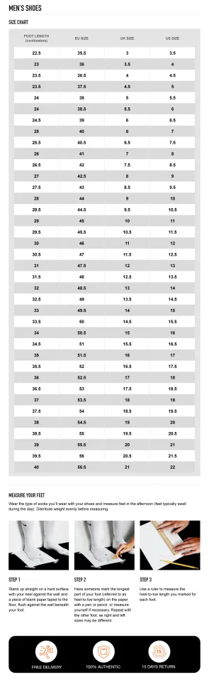 Nike trainer size on sale chart